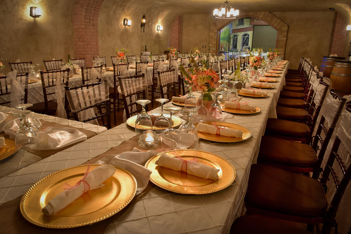 A table setup at a wedding