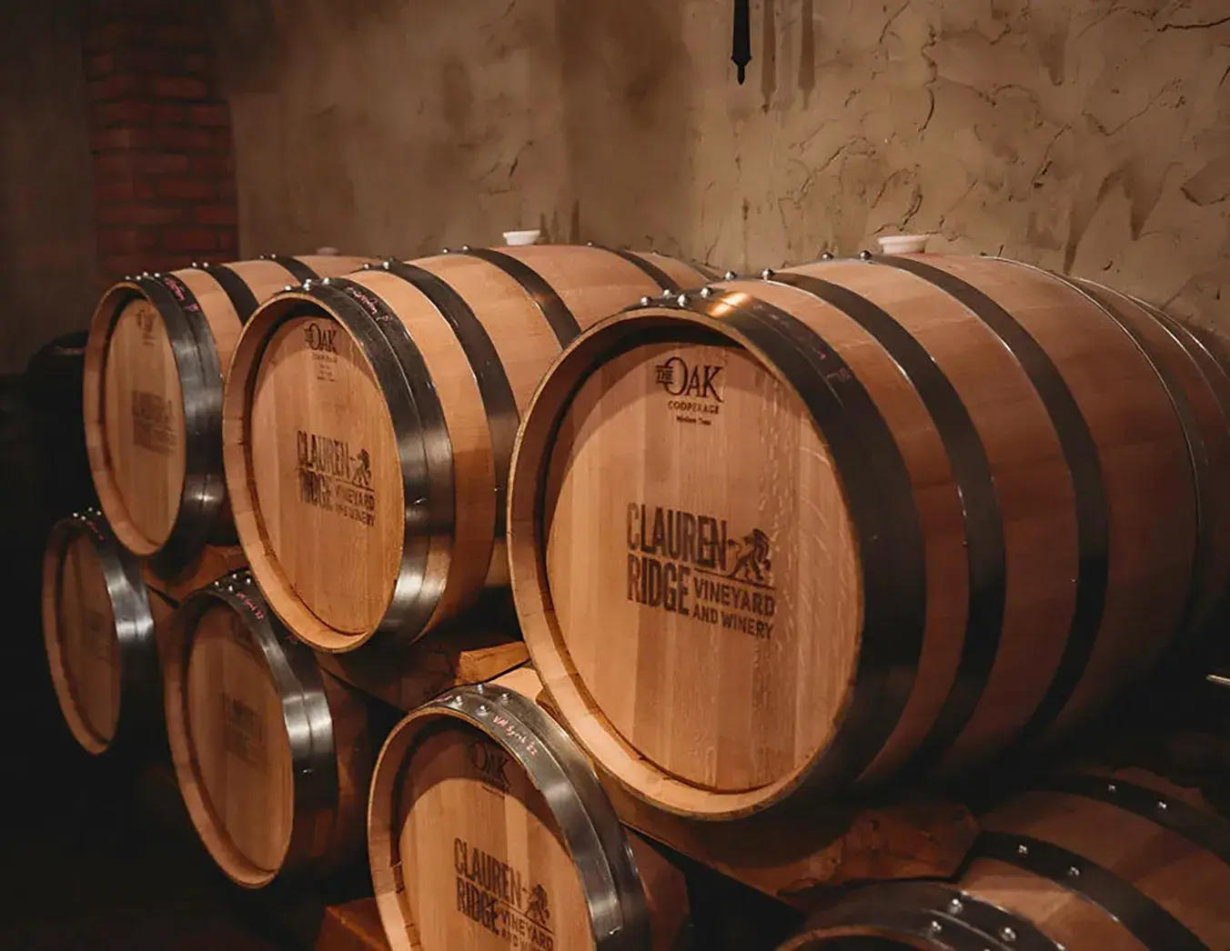 Discover Your New Favorites Oak barrels with Clauren Ridge logo